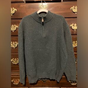 Jos A Bank Lambswool Sweater Half Zip Pullover Speckled Troyer Graphite XL